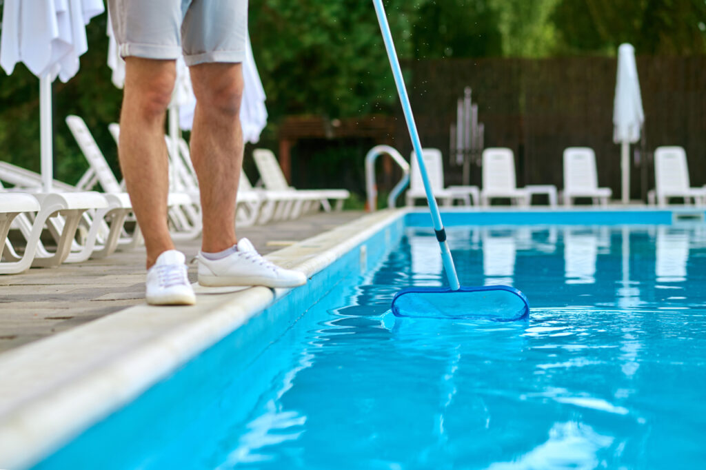 cleaning the swimming pool